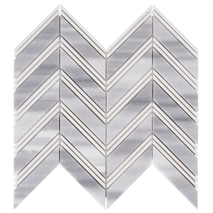 Monarch Cipollino With Thassos Strips 1x4 Herringbone Polished Marble Tile