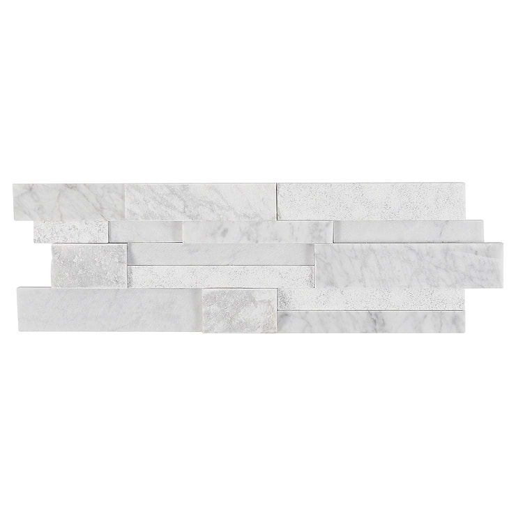 StackStone 3D Snow White Marble Ledger Panel Mosaic Wall Tile