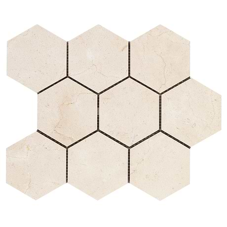 Crema Marfil Beige 4" Hexagon Polished Mosaic Tile