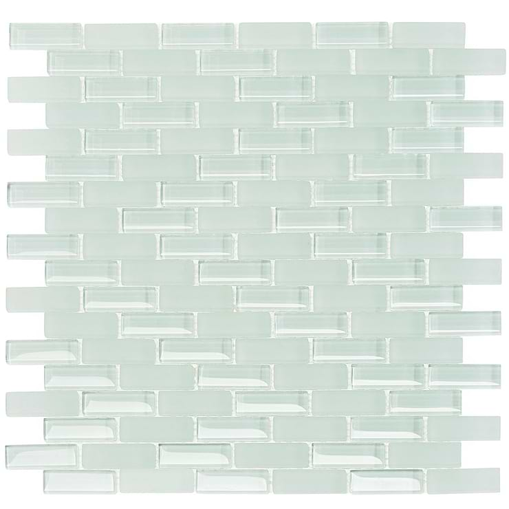 Loft Seafoam Green 1/2x2 Frosted Glass Brick Mosaic Tile