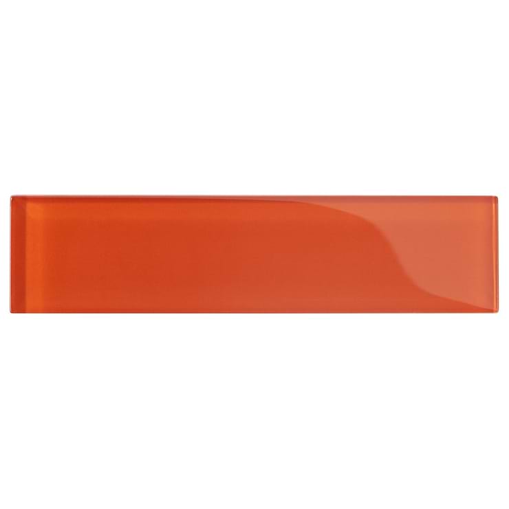 Loft Flame Orange 2x8 Polished Glass Subway Tile