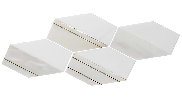 Fuse Bianco 6" Polished Marble and Brass Inlay Mosaic