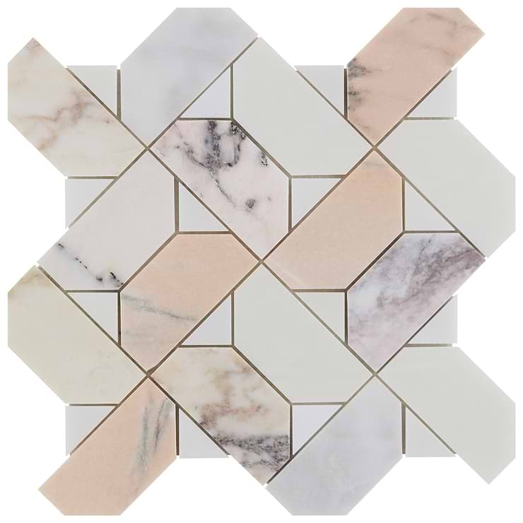 Isobel Grace Peach Polished Marble Luxury Mosaic Tile