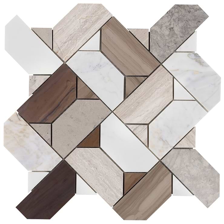Isobel Russet Brown Polished Marble Luxury Mosaic Tile