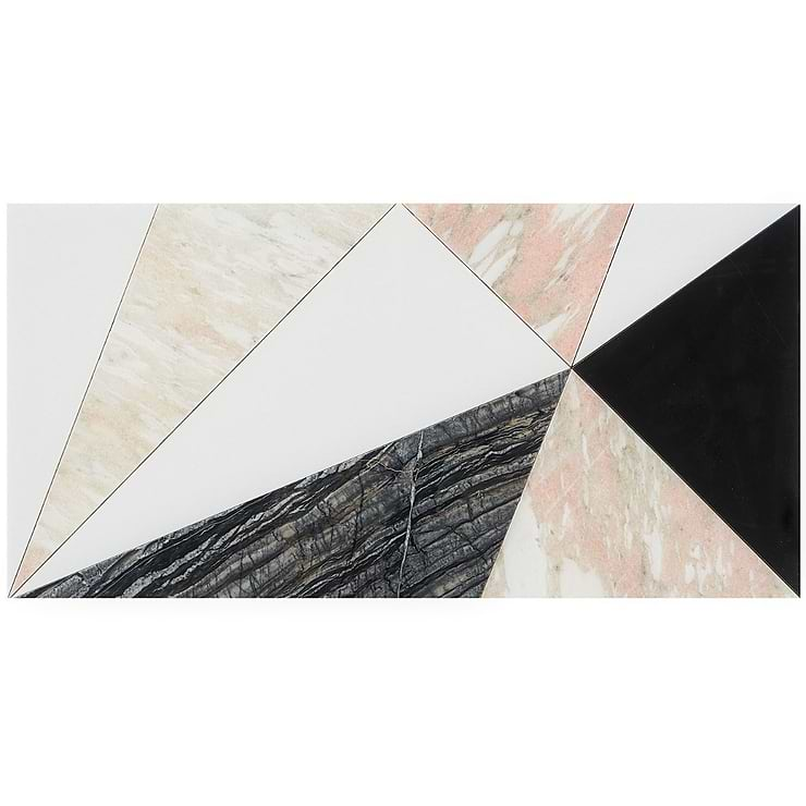 Jagger Rose 12x24 Polished Marble Tile- Pink and Black and White