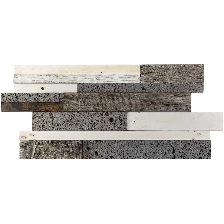 Driftwood Pale Moon Wood Mosaic Tile