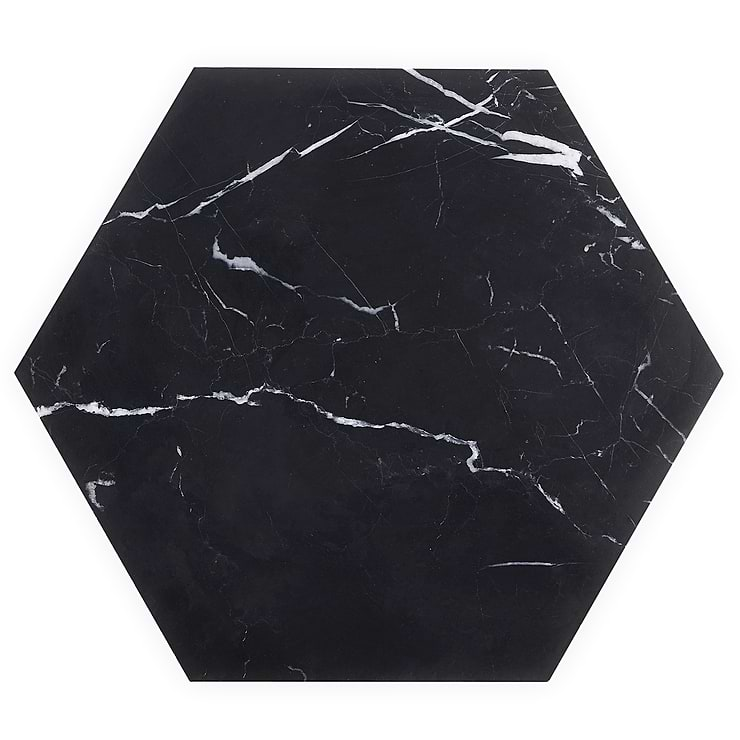 Nero Marquina 10" Hexagon Honed Marble Tile