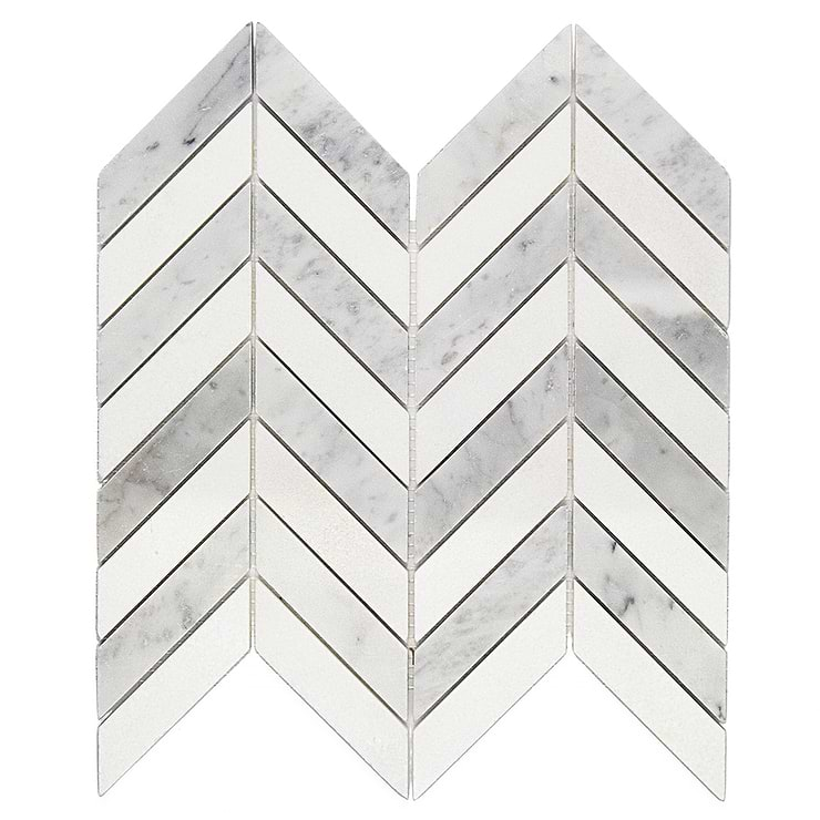 Talon White Carrera and Thassos Marble Tile