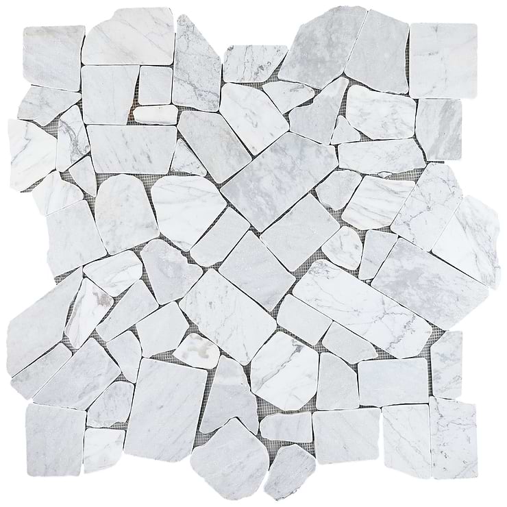 Nature Flagstone Jumbo Carrara Honed Marble Mosaic Tile