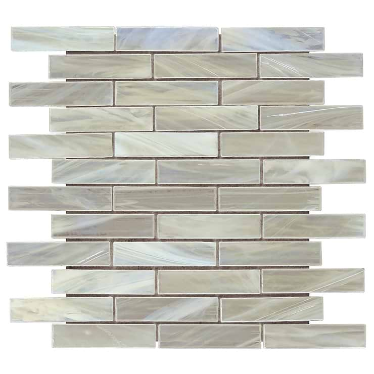 Artwater Iridescent Pearl White 1x4 Polished Glass Mosaic Tile