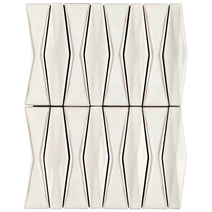Nabi Harlequin Natural White 2x8 Glossy Glass Mosaic Tile