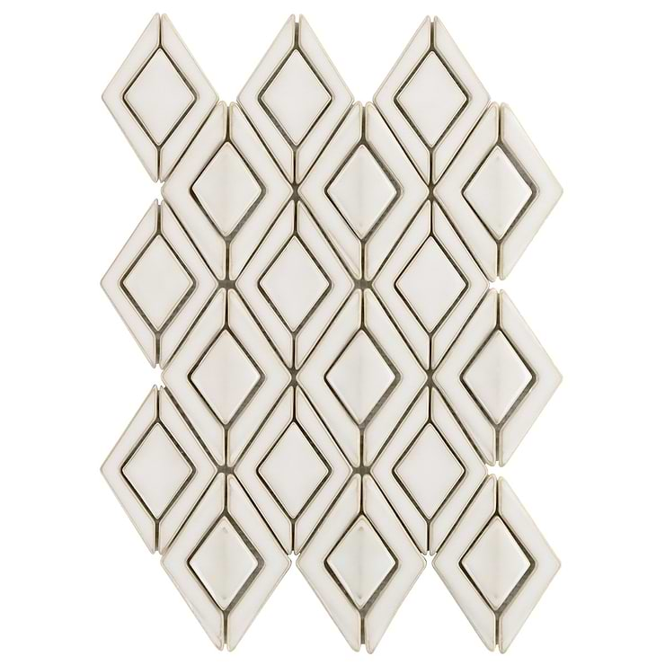 Nabi Jewel Natural White 3D Glossy Glass Mosaic Tile