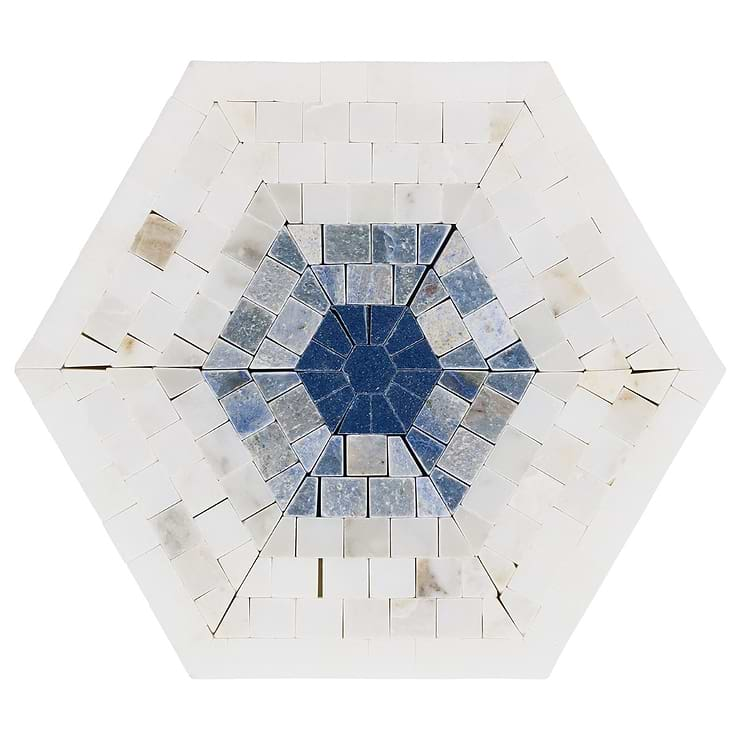 Ako Azul Blue 6" Hexagon Marble Micro Mosaic Tile