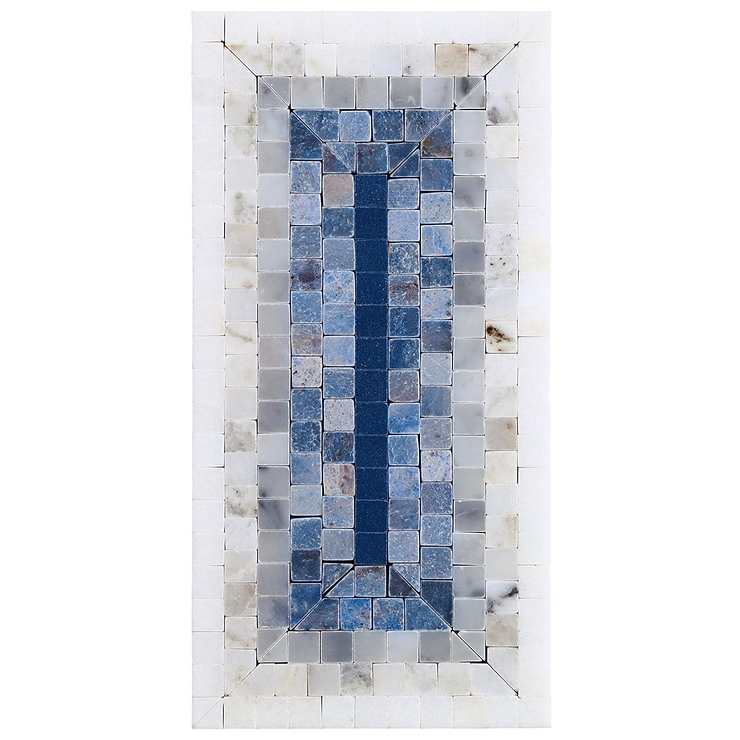 Ako Azul Blue 4x9 Rectangle Marble Micro Mosaic Tile