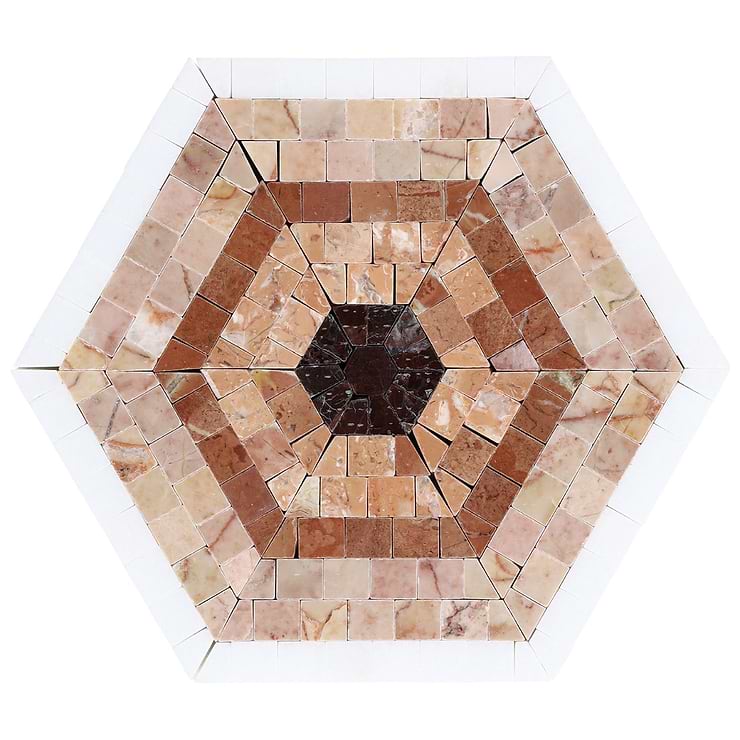 Ako Terracotta Rosa 6" Hexagon Marble Micro Mosaic Tile