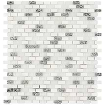 Paragon Atlantic Bubble Gray Mini Brick Marble & Glass Mosaic Tile