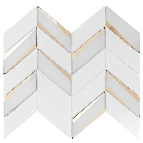 Kasol Roma White and Gold 2x4 Mirrored Glass Polished Mosaic Tile