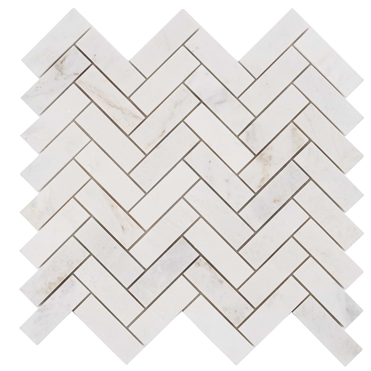 Alaska White 1x3" Herringbone Polished Marble Mosaic Tile