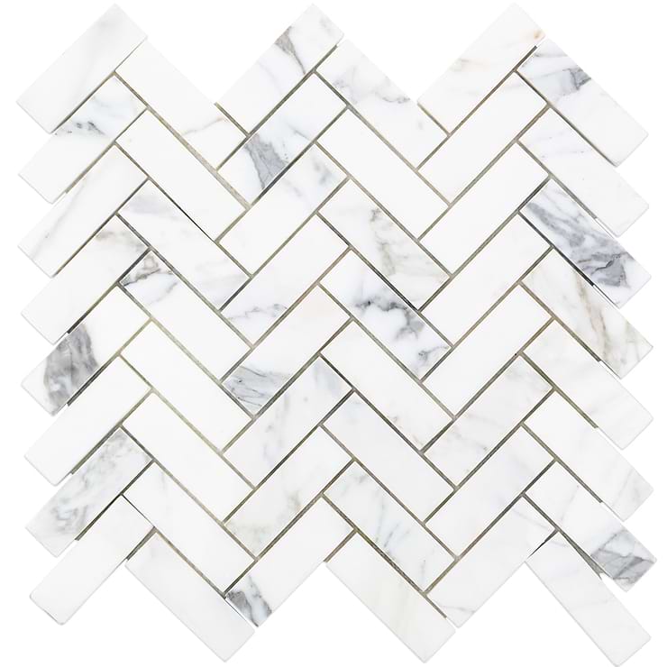 Calacatta Herringbone 1x3 Marble Tile