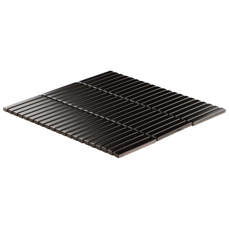 Kai Black 1x4" Tri-Stacked Matte Porcelain Mosaic Tile