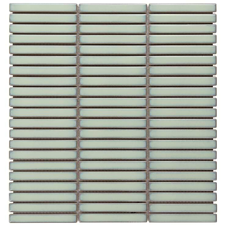 Kai Mint Green 1x4" Tri-Stacked Glossy Porcelain Mosaic Tile