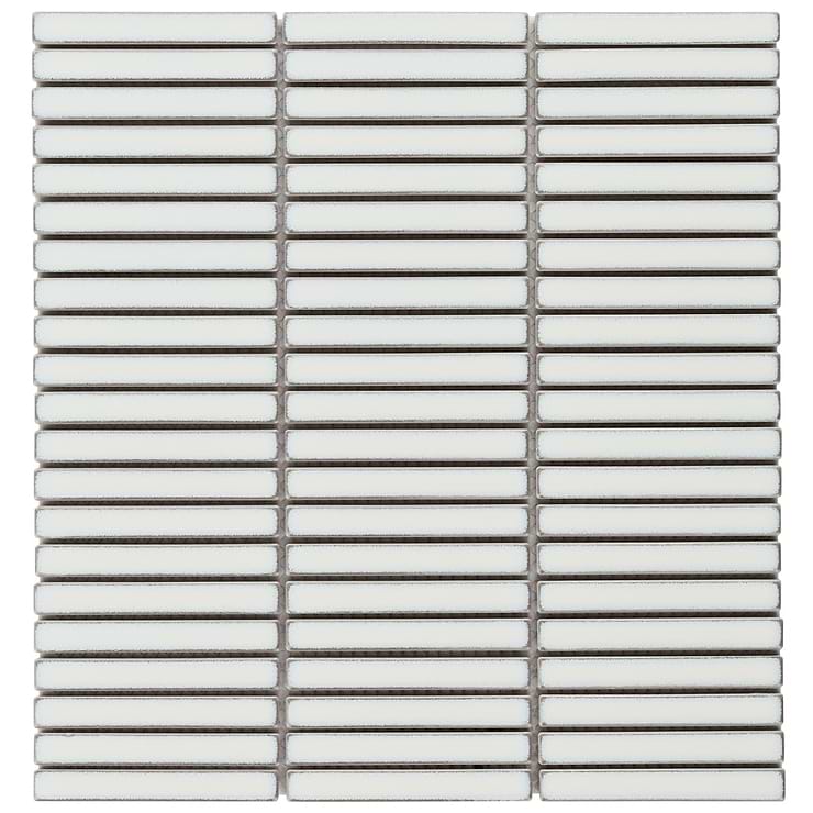 Kai Snow White 1x4" Tri-Stacked Glossy Porcelain Mosaic Tile