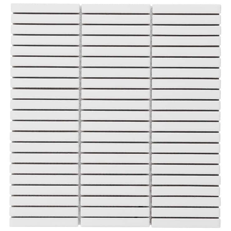 Kai White 1x4" Tri-Stacked Matte Porcelain Mosaic Tile