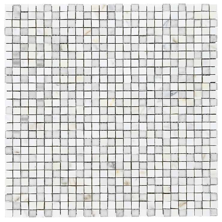 Kelli Ellis Soli White 1x1 Marble & Mirror Polished Mosaic Tile