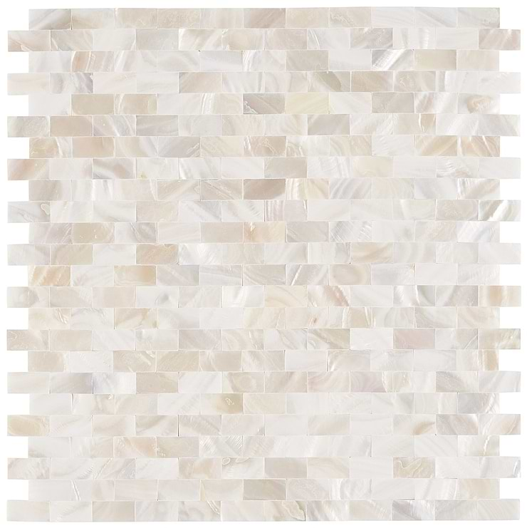 Mother of Pearl LPS Beige Mini Brick Seamless Peel & Stick Self Adhesive Polished Pearl Shell Mosaic Tile