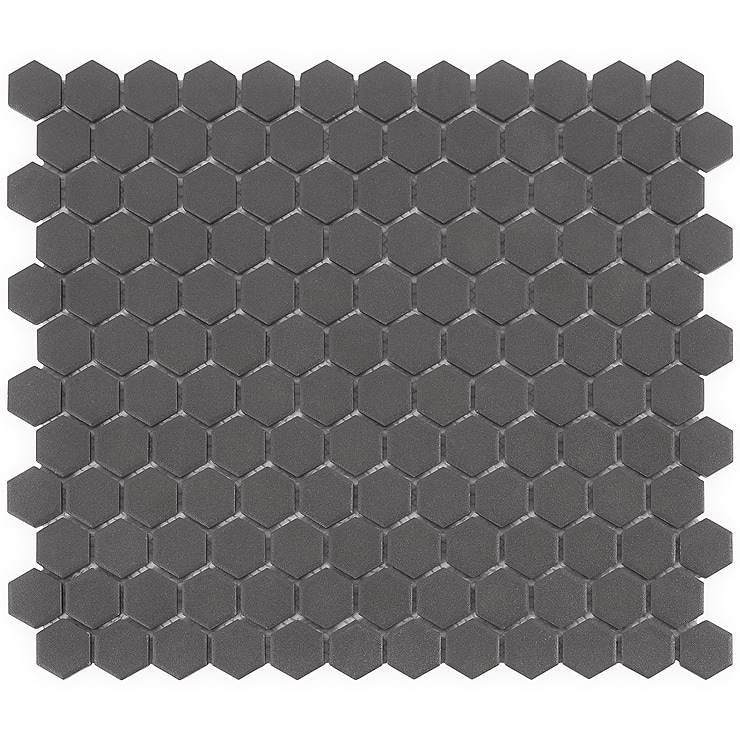 Level Black 1" Hexagon Matte Porcelain Tile