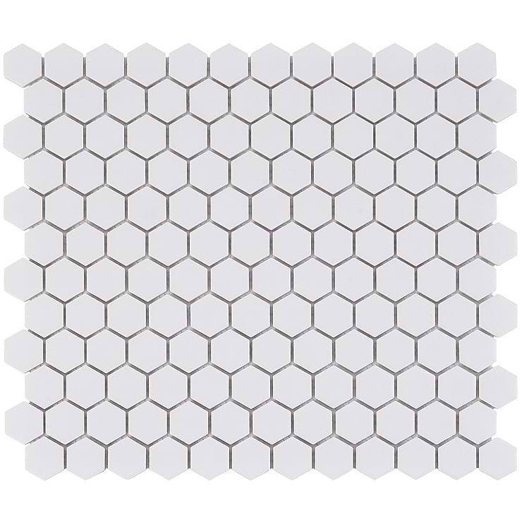 Level White 1" Hexagon Matte Porcelain Mosaic Tile