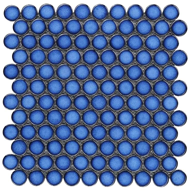 Nirvana Midnight Blue 1" Penny Round Polished Porcelain Mosaic