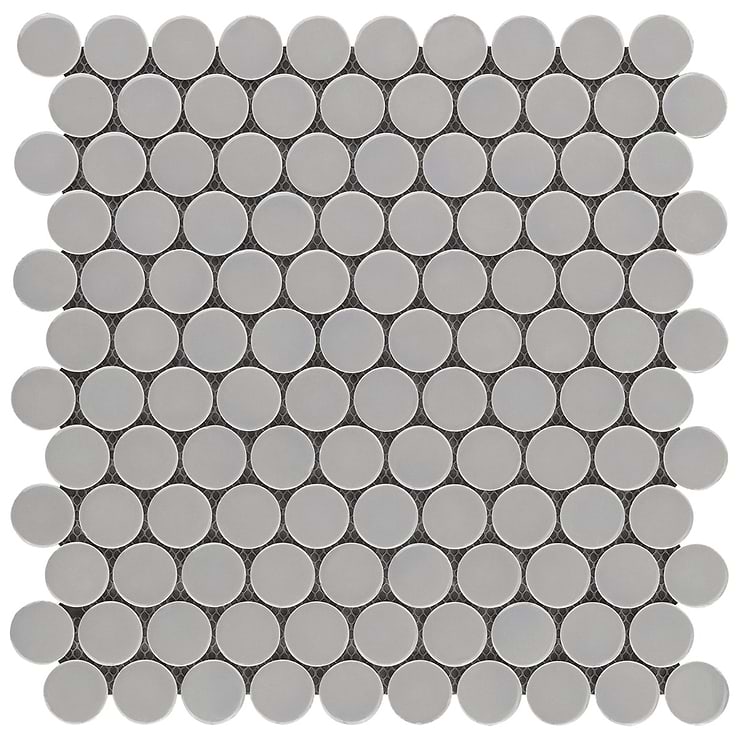 Paradise Gris Gray 1" Penny Round Polished Porcelain Mosaic