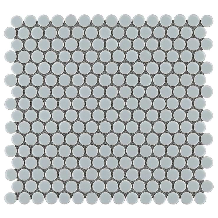 Eden Modern Gray Rimmed 1" Penny Round Polished Porcelain Mosaic
