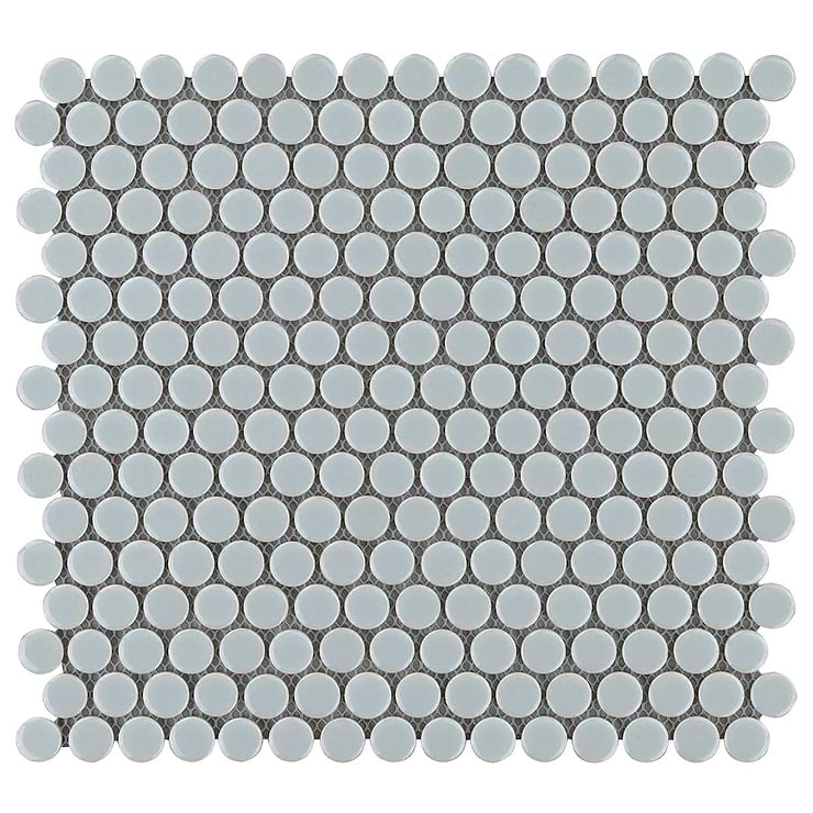 Eden Modern Gray Rimmed 1" Penny Round Polished Porcelain Mosaic