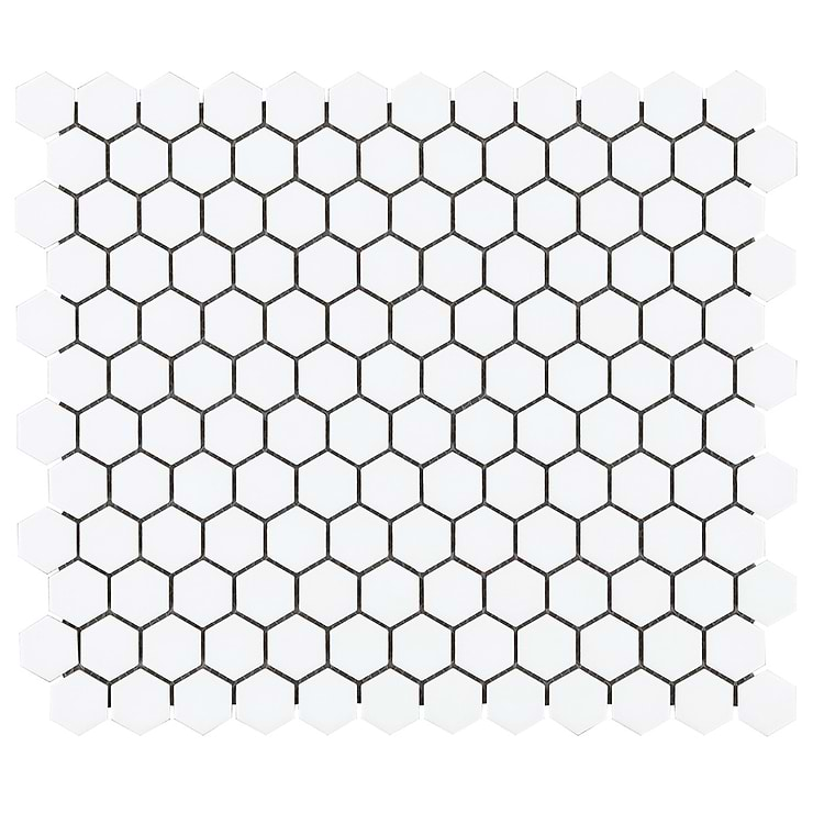 Eden White 1" Hexagon Matte Porcelain Mosaic