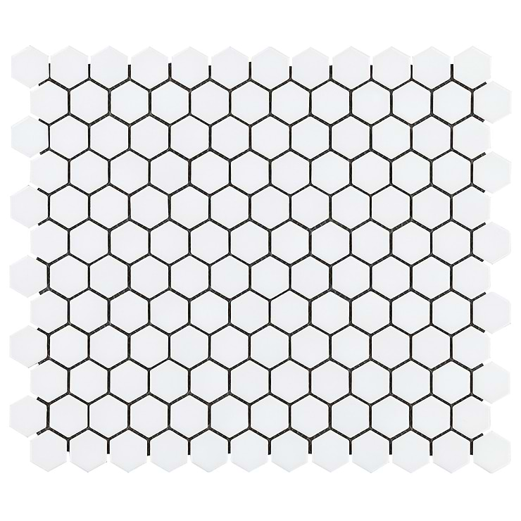 Eden White 1" Hexagon Polished Porcelain Mosaic Tile