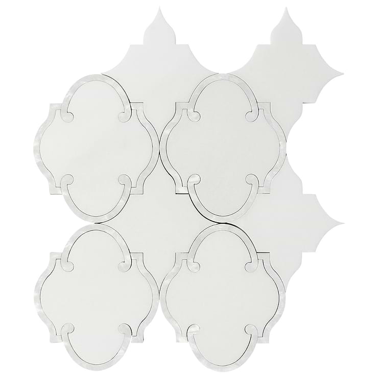 Highland Marrakesh White Thassos Marble With Pearl Shell Polished Mosaic Tile