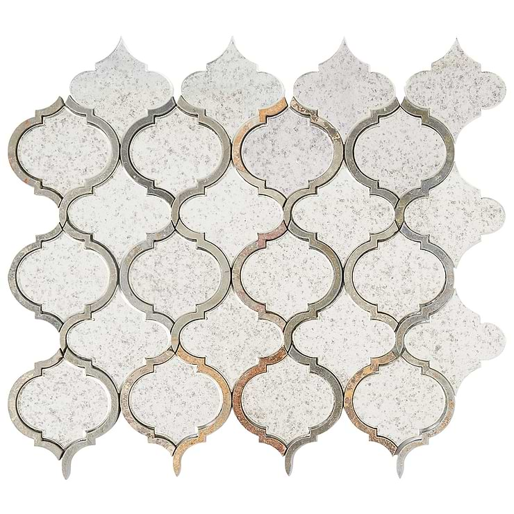 Veranda Paris Gray Antique Mirror Mosaic Tile with Quartz Accents- Polished