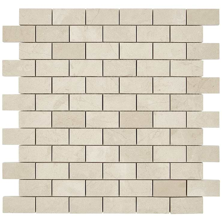 Aero Cream Light Beige 1x2 Polished Limestone Mosaic Tile