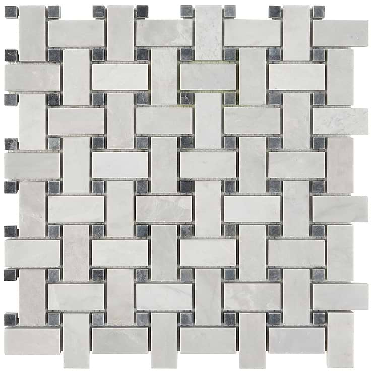 Ice Gray 1x2 Honed Marble Basketweave Mosaic