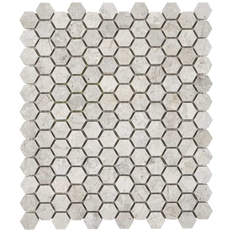 Tundra Gray 1 Honed Hexagon Limestone Mosaic