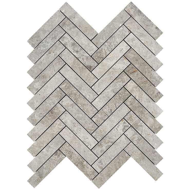 Tundra Gray 1x4 Herringbone Honed Limestone Mosaic