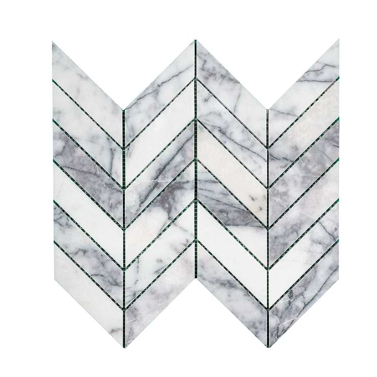 Lilac White 1x4 Chevron Honed Marble Mosaic