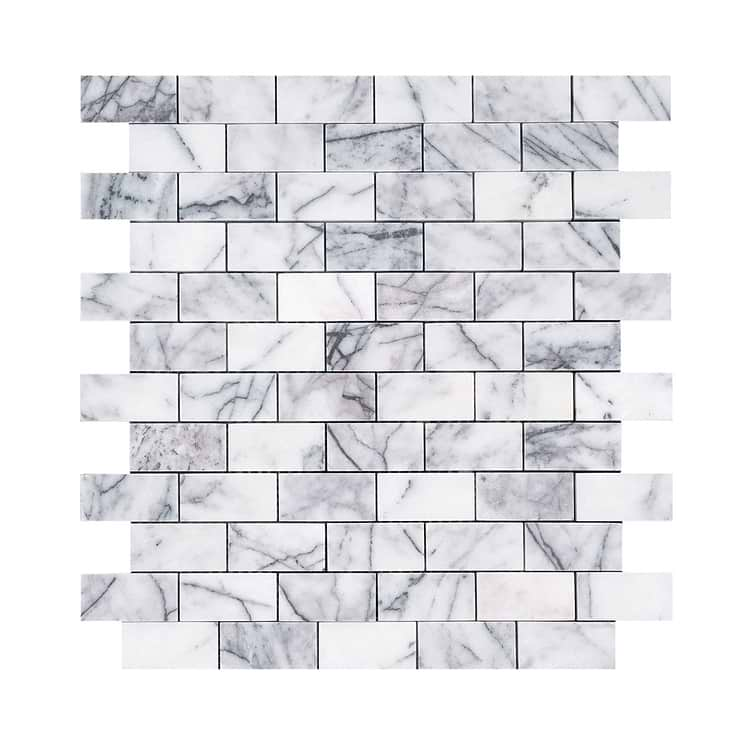 Lilac White 1x2 Honed Marble Mosaic