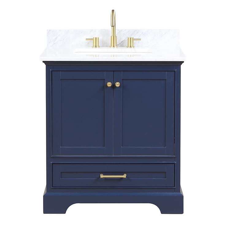 Glendale 30'' Blue Vanity And Marble Counter