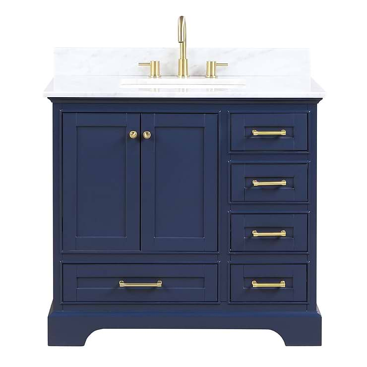 Glendale 36'' Blue Vanity And Marble Counter