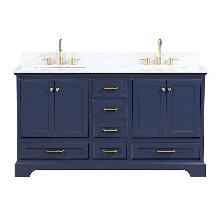 Glendale 60'' Blue Vanity And Marble Counter