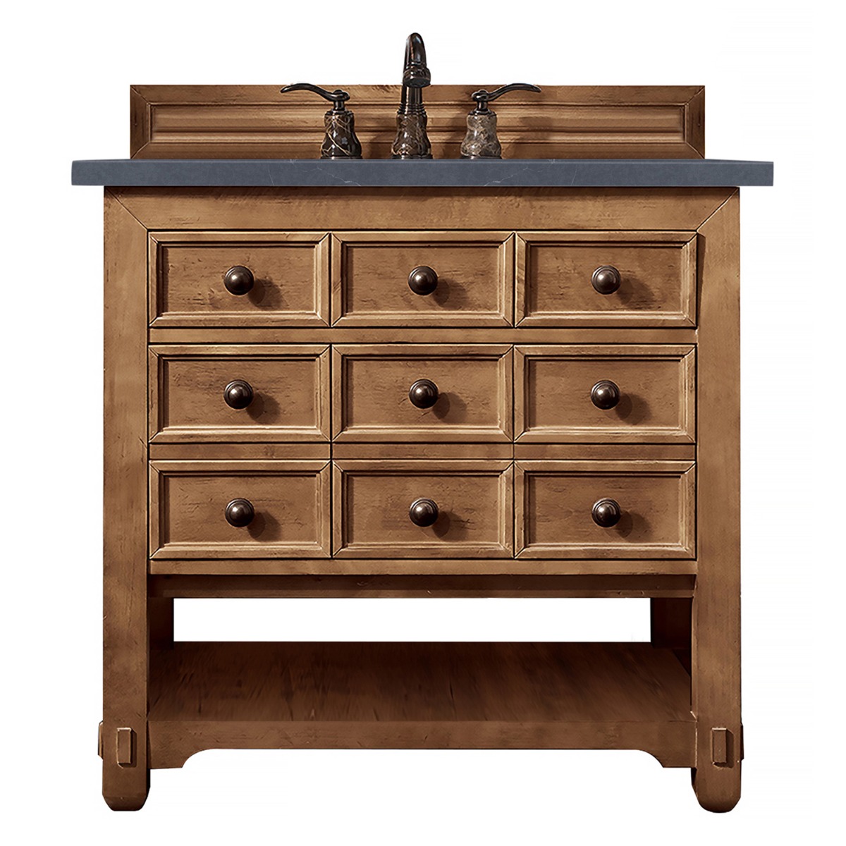 James Martin Vanities Malibu 36" Honey Alder Vanity and Charcoal Soapstone Quartz Counter