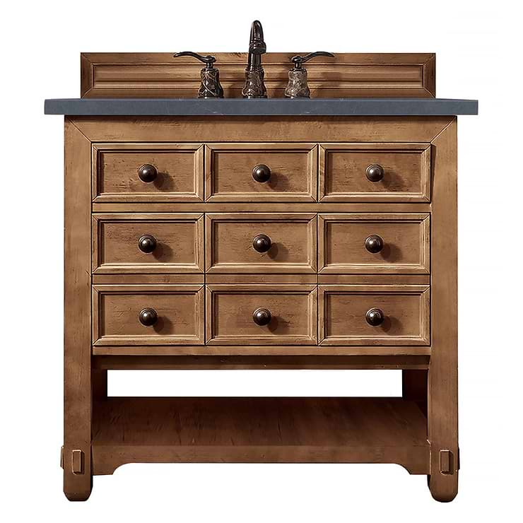 James Martin Vanities Malibu 36" Honey Alder Vanity and Charcoal Soapstone Quartz Counter